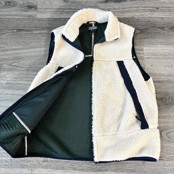 J.Crew Nordic Fleece Vest Men’s XLarge Sherpa Lined Beige Zip Front Outdoor - Picture 2 of 10